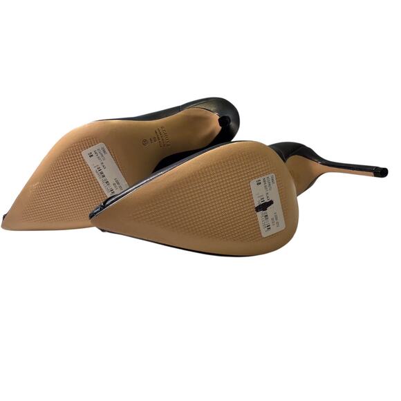 Schutz Black Nappa Leather Lace-Up Stiletto Ankle Boots | Size 5B Pointed Toe - Picture 7 of 12